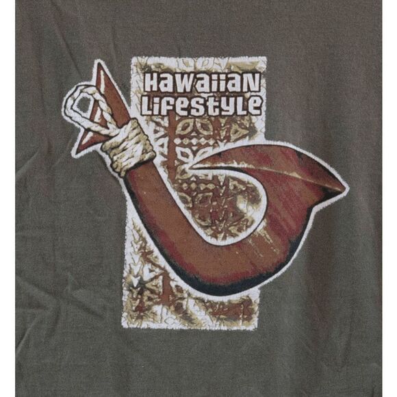 Hawaiian Lifestyle Men's Green Longsleeve T-Shirt Size L - Picture 3 of 6